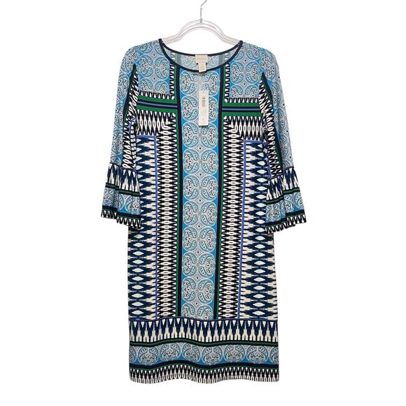 Chicos Bordered Tile Vibrant Print Dress in Blue Multi Size 0 (small) NWT - Picture 1 of 8